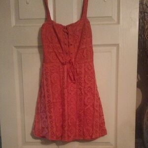 Elegant Coral Lace Dress